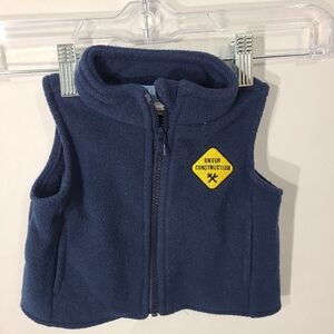 Good Lad Infant Boys Vest‎ Size 6M/9M Blue with Under Contruction Patch Full Zip